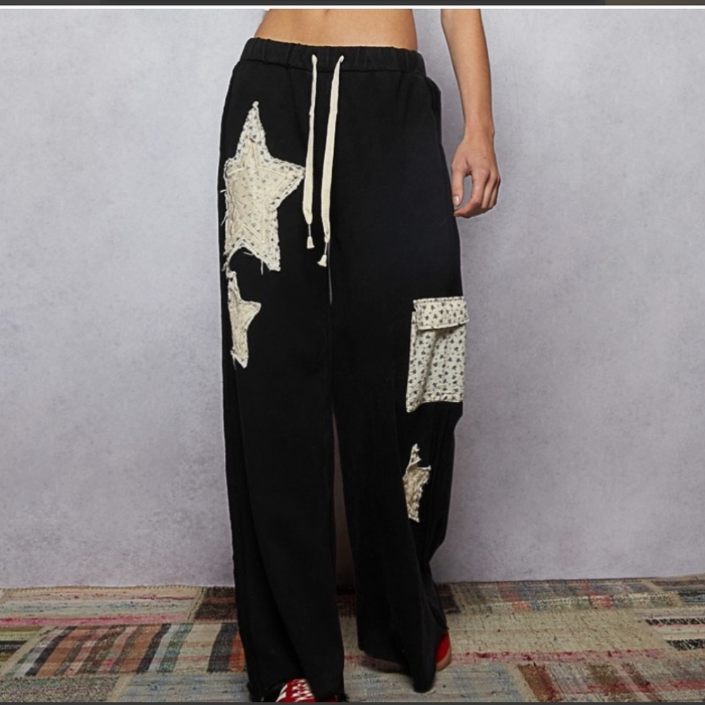 POL Black Star Patterned Joggers